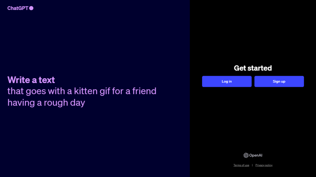 ChatGPT login page